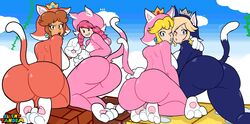 4girls alternate_breast_size animal_ears animal_feet animal_hands animal_legs ass ass_focus back back_view backboob big_ass big_breasts big_butt big_thighs blonde_hair blue_eyes blush bottom_heavy braided_hair breasts brick_block brown_hair bubble_ass bubble_butt butt butt_focus cat_costume cat_daisy cat_ears cat_paws cat_peach cat_print cat_rosalina cat_suit cat_tail cat_toadette clothed clothed_female colored crown dat_ass earrings eyebrows_visible_through_hair female female/female female_focus female_only fully_clothed hair_over_one_eye hearts highres huge_ass huge_butt huge_thighs human human_only humanoid large_ass large_breasts large_butt large_thighs lesbian light-skinned_female light_skin lips lipstick long_hair looking_at_viewer looking_back looking_back_at_viewer mario_(series) motion_lines multiple_girls nintendo one_eye_closed outdoors outside pale-skinned_female pale_skin pearl_earrings pink_hair platinum_blonde_hair presenting presenting_hindquarters princess princess_daisy princess_peach princess_rosalina royal_slut royalty seductive sexually_suggestive sideboob silenttandem star_earrings super_mario_3d_world super_mario_bros. sy tail teal_eyes teeth thick thick_ass thick_thighs thighs toadette video_games wide_hips yuri rating:Questionable score:474 user:Ugabuga