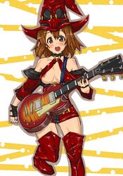 bare_shoulders blush boots breasts brown_eyes brown_hair cleavage cosplay dress embarrassed female female_only fingerless_gloves gloves guilty_gear guitar hair_ornament hairclip hat human human_only i-no_(cosplay) instrument k-on! leather les_paul makai nail_polish nipple_slip nipples open_mouth red_legwear red_thighhighs short_dress short_hair skirt skull solo standing thigh_boots thighhighs witch witch_hat yui_hirasawa_(k-on!) zettai_ryouiki rating:Explicit score:14 user:bot