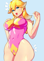 1girls ass big_ass big_breasts big_butt blonde_hair blue_background blue_eyes breasts busty clothed_female female female_focus female_only lipstick makeup mario_(series) nintendo one-piece_swimsuit pink_swimsuit princess_peach pursed_lips red_lipstick simple_background solo solo_female solo_focus standing swimsuit thick_thighs thighs wide_hips xdtopsu01 rating:Questionable score:142 user:Ponic5