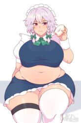 1girls bbw belka_dog big_belly big_breasts chubby chubby_female cuccoking fat fat_female fat_girl fat_woman female female_only large_breasts large_female looking_at_viewer overweight overweight_female plump sakuya_izayoi solo thick_thighs thighhighs touhou wide_hips rating:Questionable score:112 user:justausername