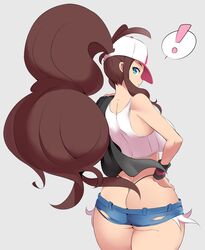 ! 1girls ass ass_cleavage bare_shoulders baseball_cap blue_eyes breasts brown_hair butt_crack clavicle cleavage denim denim_shorts female female_protagonist from_behind hands_on_hips hat high_resolution hilda_(pokemon) large_breasts long_hair looking_at_viewer looking_back micro_shorts nac000 nintendo pokemon pokemon_bw ponytail shirt shorts solo tank_top thick_thighs thighs thong tied_hair torn_clothes very_high_resolution very_long_hair whale_tail white_background white_shirt rating:Explicit score:133 user:TwinkieLord