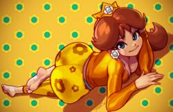 1girls ass ass_focus barefoot big_ass big_butt bimbo blue_eyes bottom_heavy brown_hair bubble_butt casual cleavage crown earrings feet female female_only flowers full_body fully_clothed laying_down leggings looking_at_viewer mario_(series) medium_breasts negarobo nintendo princess_daisy relaxed robaato robert_porter simple_background solo solo_female thick_ass toes voluptuous wide_hips rating:Questionable score:489 user:Videocraig3322