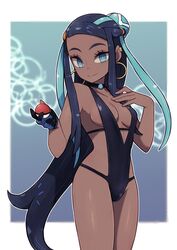 1girls boobs breasts cleavage dark-skinned_female dark_skin female game_freak inner_sideboob lamb-oic029 nessa_(pokemon) nintendo one-piece_swimsuit pokemon pokemon_ss revealing_clothes revealing_swimsuit sideboob sling_bikini swimsuit tagme v-string rating:Questionable score:186 user:V1H7U2