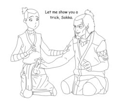 2boys avatar_the_last_airbender bara clothed clothing daddy_kink dubious_consent erection father_and_son gay groping hakoda handjob incest kneeling lesson line_art male male/male male_only masturbation older_man_and_younger_boy sokka teaching rating:Explicit score:5 user:yaraelpoofshead