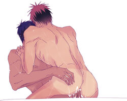 2boys aomine_daiki blue_hair cum cum_inside dark-skinned_male gay kagami_taiga kuroko_no_basuke male male/male nude red_hair sex yaoi rating:Explicit score:11 user:Kisumi