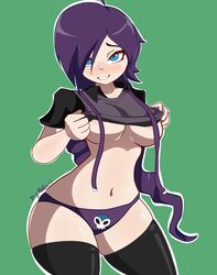 1girls 2d areolae bigmantis breasts curvaceous female female_focus female_only goth happy_female high_resolution horny_female hourglass_figure long_hair looking_at_viewer navel pale-skinned_female panties purple_hair shirt shirt_lift simple_background solo sweatdrop teeth thick_thighs thighhighs thighs underboob underwear wide_hips zone-tan rating:Questionable score:156 user:TwinkieLord