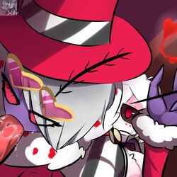 1boy 2girls angel_dust_(hazbin_hotel) clothed clothes clothing cum demon demon_boy demon_girl female_angel_dust female_valentino_(hazbin_hotel) genderswap genderswap_(mtf) hat hazbin_hotel no_pupils oral oral_sex pimp purple_skin red_eyes red_penis red_sclera red_skin rule_63 saliva straight sunglasses sweat sweatdrop unseen_male_face usagi_star valentino_(hazbin_hotel) vivienne_medrano white_hair rating:Explicit score:65 user:Snailslurp