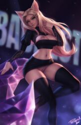 1girls ahri alternate_costume areolae big_breasts bottomless_skirt breasts edit female female_only k/da_ahri k/da_series large_breasts league_of_legends nipples no_panties no_panties_under_skirt nopan personalami pussy solo uncensored rating:Explicit score:122 user:justausername