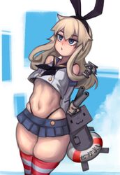 1girls blonde blonde_hair blue_eyes bunny_ears female hair_ribbon kantai_collection kelvin_hiu long_hair pale-skinned_female pale_skin shimakaze_(kantai_collection) standing stockings thick_thighs thong wide_hips rating:Questionable score:154 user:Ugabuga