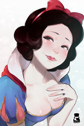 1girls 5_fingers alternate_version_available big_breasts black_hair brown_eyes disney disney_princess dress headband lipstick looking_at_viewer mr.takealook princess royalty short_hair snow_white_(disney) snow_white_and_the_seven_dwarfs rating:Questionable score:266 user:misteltein