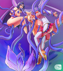 2girls ahri all_holes all_three_filled anal anal_sex arms_behind_back ass blonde_hair blowjob bondage breasts clothing double_penetration fellatio female femsub fox fox_ears fox_tail gag guaky irelia_xan league_of_legends long_hair multiple_girls multiple_subs open_mouth open_mouth_gag oral penetration purple_tentacles pussy rape restrained ring_gag skirt skirt_lift spread_legs star_guardian_ahri star_guardian_series suspension tentacle thighhighs triple_penetration vagina vaginal_penetration white_legwear white_thighhighs rating:Explicit score:109 user:arandomretard333