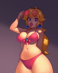 1girls arm_behind_back bare_shoulders big_lips bikini blonde_hair blue_eyes breasts brooch cleavage crown curvy dick_sucking_lips earrings female female_only highres human human_only large_breasts lips lipstick long_hair looking_at_viewer mario_(series) nintendo pearl_earrings pink_bikini princess_peach rizdraws shaded simple_background solo solo_female standing sunglasses sunglasses_on_head swimsuit thick thick_lips thick_thighs thighs wide_hips rating:Questionable score:388 user:justausername