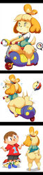 animal_crossing ass bandage bell breasts canine clothing comic female hips human isabelle_(animal_crossing) male mario_(series) mario_kart nintendo oddrich panties purple_yoshi_draws red_shell shortstack shrug thick_thighs thighs vehicle villager_(animal_crossing) rating:Questionable score:184 user:Videocraig3322