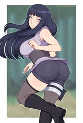 1girls afrobull ass bandaged_leg big_ass big_breasts blush boots clothed_female dat_ass female female_only fully_clothed hyuuga_hinata large_breasts long_hair looking_at_viewer looking_back naruto naruto:_the_last naruto_(series) naruto_shippuden outdoors pinup purple_hair raised_tail running short_kimono sleeveless smile solo_focus stockings violet_eyes rating:Questionable score:580 user:UnrealHarbor