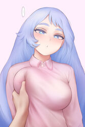 ... 1girls bedroom_eyes big_breasts blue_eyes blue_hair blush breast_grab breast_lift breast_squeeze breast_squish breasts clothed clothing female fully_clothed half-closed_eyes large_breasts light-skinned_female light_skin long_hair looking_at_viewer my_hero_academia nejire_hado nipple_press nipple_squeeze open_mouth pov shpo skindentation sleepy speech_bubble very_long_hair white_skin rating:Questionable score:886 user:justausername