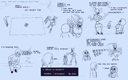 1boy 2girls breasts clothed clothing comedy comic comic_(under(her)tail) english_text female frisk frisky_(under(her)tail) funny humor male papyrus sans skeleton sketch tempus_(under(her)tail) text thewill under(her)tail undertale undertale_fanfiction rating:Questionable score:11 user:SOMEBODYWEARE