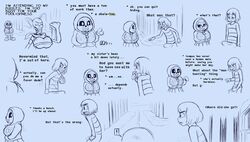 ! 1boy 2girls breasts clothed clothing comedy comic comic_(under(her)tail) english_text erection fan_character female frisk frisky_(under(her)tail) funny humor male papyrus pun sans skeleton sketch tempus_(under(her)tail) text thewill under(her)tail undertale undertale_fanfiction rating:Questionable score:12 user:SOMEBODYWEARE