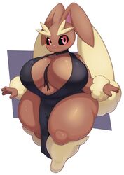 absurd_res anthro big_breasts blush breasts choker cleavage clothed clothing dress female fur furry furry_only hi_res huge_breasts jewelry large_breasts looking_at_viewer lopunny necklace nintendo overweight overweight_anthro overweight_female pokémon pokémon_(species) pokemon pururing shortstack solo thick_thighs thunder_thighs video_games wide_hips rating:Questionable score:111 user:Midnight_Lycanroc