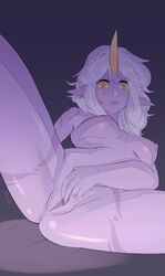 anus areolae big_thighs blush earrings female female female_only horn league_of_legends long_hair looking_at_viewer lying masturbation nipples nude pointy_ears purple_nails purple_nipples purple_skin pussy quro solo soraka spread_legs tattoo toned toned_female white_hair yellow_eyes rating:Explicit score:76 user:ra2or