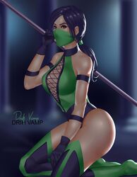 1girls 2d bare_shoulders big_ass big_butt dark-skinned_female dark_skin drihvamp female female_only fully_clothed jade_(mortal_kombat) mask masked mortal_kombat ponytail solo thick_thighs thighs rating:Questionable score:96 user:kung_fu_master_ryder