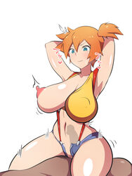 1boy 1girls alternate_breast_size areolae armpits arms_behind_head big_breasts blue_eyes cowgirl_position dd_(artist) erect_nipples female female_on_top female_penetrated kasumi_(pokemon) large_breasts minishorts nintendo nipple_bulge nipples no_bra no_panties one_breast_out orange_hair pokemon pokemon_rgby short_hair shorts thick_thighs thighs unzipped_shorts vaginal_penetration white_background x-ray rating:Explicit score:134 user:Ugabuga