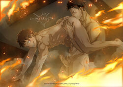 2boys akitaru_oubi enen_no_shouboutai fire fire_force flames gay kusakabe_shinra lemilkychoc male male_only obi_akitaru penis rimming shinra_kusakabe uncensored yaoi rating:Explicit score:49 user:LeMilkyChoc