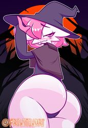 1boy :3 androgynous anthro ass big_ass blush eye_contact femboy frowntown gardevoir half-closed_eyes halloween halloween_costume hat large_ass looking_at_viewer male male_gardevoir male_only male_pokemon nintendo pink_(frowntown) pink_eyes pink_hair pink_skin pokemon pokemon_rse solo solo_male standing thick_ass thick_thighs thighs thong white_skin witch_hat rating:Questionable score:235 user:Ugabuga