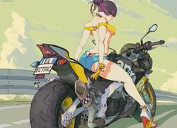 1girls absurd_res artist_name ass athletic athletic_female bangs bare_legs bare_midriff bare_shoulders bike_shorts breasts bubble_butt busty choker crop_top cutesexyrobutts elesa_(pokemon) female female_focus female_only footwear g-string gloves hair_bun handwear hi_res high_heel_boots high_heels highres hourglass_figure human long_legs looking_at_viewer looking_back medium_breasts motorcycle nintendo outdoors pale_skin pinup pokemon pose posing rear_view revealing_clothes short_shorts skimpy skimpy_clothes solo thick_thighs underboob whale_tail wide_hips rating:Safe score:313 user:TwinkieLord