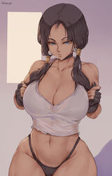 1girls absurd_res artist_name bare_shoulders big_breasts bikini black_bikini black_hair blue_eyes breasts cleavage clothing collarbone crop_top curvy cutesexyrobutts_(style) dragon_ball dragon_ball_z earrings eyelashes female female_focus female_only fingerless_gloves g-string gloves grey_background hi_res highres hips human jewelry large_breasts long_hair looking_at_viewer multicolored_background navel patreon pearl_earrings pinup purple_background revealing_clothes seductive shexyo simple_background skimpy solo solo_female swimsuit tank_top thong tied_hair transparent_clothing twintails videl voluptuous white_background wide_hips rating:Questionable score:691 user:TwinkieLord