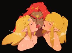 1girls 2boys absurdres bisexual bisexual_kiss bisexual_male black_background blonde_hair both_sexes_in_same_situation breath_of_the_wild combos-n-doodles couple dark-skinned_male dark_background dark_skin female femboy french_kiss ganondorf gerudo girly highres hylian interracial kissing light-skinned_female light-skinned_male link link_(breath_of_the_wild) male multiple_boys netorare open_mouth pointy_ears princess_zelda simple_background straight the_legend_of_zelda tongue tongue_out trap trio yaoi zelda_(breath_of_the_wild) rating:Questionable score:340 user:justausername