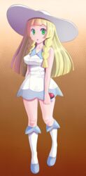 1girls achromaru aged_up blonde_hair breasts clothed clothed_female confused confusion female female_focus female_only fully_clothed green_eyes high_resolution human lillie_(pokemon) long_hair looking_at_viewer nintendo normal_breasts pokémon pokeball pokemon pokemon_sm simple_background solo solo_female solo_focus standing thick_thighs thighs uncensored video_games white_dress white_skin rating:Safe score:96 user:RickGil