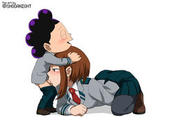 1boy 1girls blowjob blush brown_eyes brown_hair closed_eyes deepthroat fellatio female fingering_self hand_on_head male masturbating masturbating_during_fellatio masturbation minoru_mineta my_hero_academia ochako_uraraka oral pantyhose penis purple_hair rosy_cheeks school_uniform shoganight short_hair size_difference skirt straight u.a._school_uniform white_background rating:Explicit score:469 user:DeuceJuicem