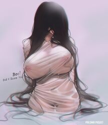 1girls areolae big_breasts breasts english_text female female_only huge_breasts large_breasts long_hair looking_at_viewer nipples paloma_piquet pubic_hair solo the_ring voluptuous wet wet_clothes yamamura_sadako rating:Explicit score:478 user:justausername