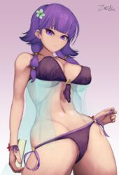 1girls artist_name bangs big_breasts bikini book expressionless fire_emblem fire_emblem:_the_sacred_stones fire_emblem_heroes large_breasts looking_at_viewer lute_(fire_emblem) lute_(summer)_(fire_emblem) nintendo purple_bikini purple_hair purple_skin purple_swimsuit see-through sideboob simple_background solo solo_female swimsuit underboob undressing veil wide_hips zelc-face rating:Questionable score:52 user:kris923