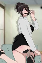 1girls agung911 ass black_skirt blush boruto:_naruto_next_generations breasts brown_hair business_suit clothing costume dress female female_only footwear glasses glasses_removed heels hyuuga_hanabi kneeling long_hair long_sleeves naruto naruto_(series) office_lady panties pencil_skirt shirt sideboob skirt skirt_lift skirt_suit tied_hair unbuttoned unbuttoned_shirt under_skirt underwear violet_eyes rating:Questionable score:169 user:UnrealHarbor