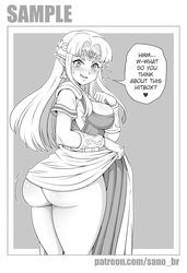 a_link_between_worlds ass ass_visible_through_thighs background big_ass big_butt black_and_white blush breasts cleavage clothed clothed_female dress dress_lift embarrassed english english_text female female_only high_resolution huge_ass long_hair looking_at_viewer looking_back medium_breasts nintendo open_mouth princess_zelda sano-br sideboob simple_background skirt solo solo_female super_smash_bros. text the_legend_of_zelda thick_ass thigh_highs tiara young zelda_(a_link_between_worlds) rating:Explicit score:43 user:Cloud18