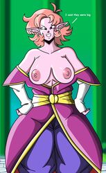 alternate_breast_size big_breasts black_eyes breasts charge_sol chronoa dragon_ball dragon_ball_heroes dragon_ball_xenoverse elf_ears pink_hair pink_skin pointy_ears smile rating:Explicit score:26 user:snife