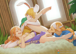 2020 3girls animal_ears anthro anthro_on_human artist_name bartolomeobari beads bed blonde_hair blue_cape bra breasts breasts_out brown_eyes bunny_ears bunny_girl cape carrot_(one_piece) cunnilingus dog dog_ears dog_girl dress eyes_closed feet female female_only fff_threesome furry green_bra green_cape headband holding_leg holding_leg_up indoors jeans lap_pillow large_breasts laying_down laying_on_bed leg_lift leg_up lesbian lifting_leg long_hair mink_tribe nami nipple_bulge nipples no_bra no_panties one_breast_out one_piece orange_hair patreon_username post-timeskip purple_dress pussy short_hair shounen_jump striped_bra threesome twitter_username wanda_(one_piece) watching watching_sex window yellow_dress yuri rating:Explicit score:1505 user:bot