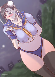 bare_thighs blush breasts chun-li curvy curvy_hips embarrassed female female_only highleg_panties hourglass_figure human large_breasts nipples no_pants no_skirt panties papepox2 solo street_fighter thick_thighs thighhighs thighs underwear uniform rating:Explicit score:67 user:gordon9