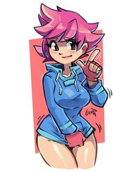 1girls bare_legs big_breasts covering covering_crotch earthbound female gerph hoodie kumatora mother_(series) mother_3 nintendo no_pants pink_hair solo source_request tagme thighs rating:Questionable score:154 user:peepeehaha