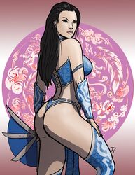 1girls 2d alternate_version_available amber_eyes big_butt black_hair blades bracelet breasts bubble_butt clothed clothes clothing dark_hair edenian fanart female female_only fully_clothed gumroad kitana large_ass large_breasts long_hair looking_at_viewer looking_down looking_down_at_viewer mask mortal_kombat mortal_kombat_(2011) muscular muscular_female navel netherrealm_studios pinup revealing_clothes solo taynor_hook thick_thighs thong war_fan weapon woman rating:Questionable score:36 user:ShadowPain