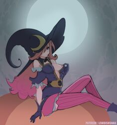 bewitching_miss_fortune big_breasts blue_eyes covered_nipples league_of_legends lewdishsnail miss_fortune nipple_pinch nipple_slip nipple_tweak nipples pumpkin sketch solo solo_female witch witch_hat rating:Explicit score:61 user:Caddoto