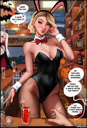 alternate_breast_size aroma_sensei bartender big_breasts bowtie breasts bunny_ears bunny_girl bunnysuit cleavage crossover detached_collar disney elsa_(frozen) eyebrow_piercing faceless_male female frozen_(film) goth gwen_stacy gwen_stacy_(spider-verse) halloween holidays hourglass_figure large_breasts marvel marvel_comics medium_breasts pantyhose speech_bubble spider-man:_into_the_spider-verse spider-man_(series) text torn_pantyhose unknown_character vampire wrist_cuffs rating:Explicit score:489 user:justausername