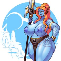 1girls alien alien_girl amazon background big_breasts blazbaros blue_skin bracelet breasts_bigger_than_head city cleavage curvy female female_only fiery_hair hair_ornament halberd huge_breasts large_areolae long_hair matron milf moon mother navel nipples no_nose no_panties nude nude_female nudity orange_hair pelvic_curtain plump puffy_areola red_eyes red_hair revealing_clothes sash seductive seductive_smile skimpy_clothes smiling smiling_at_viewer smug solo solo_female tattoo tau thick_thighs thighs tribal venus_body voluptuous warhammer_(franchise) warhammer_40k weapon wide_hips rating:Explicit score:63 user:Tyderius