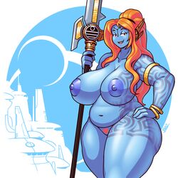 1girls alien alien_girl amazon background big_breasts blazbaros blue_skin bracelet breasts_bigger_than_head city cleavage curvy female female_only fiery_hair hair_ornament halberd huge_breasts large_areolae long_hair matron milf moon mother navel nipples no_nose nude nude_female nudity orange_hair plump pubic_hair puffy_areola red_eyes red_hair seductive seductive_smile smiling smiling_at_viewer smug solo solo_female tattoo tau thick_thighs thighs tribal voluptuous warhammer_(franchise) warhammer_40k weapon wide_hips rating:Explicit score:150 user:Tyderius