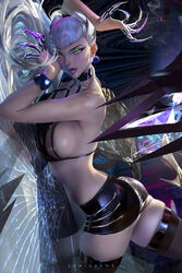 1girls 2020 alternate_costume ass bare_midriff breasts cleavage evelynn eyeshadow female female_only k/da_all_out_evelynn k/da_all_out_series league_of_legends looking_at_viewer looking_back miniskirt riot_games solo thick_thighs thighhighs zumi rating:Safe score:339 user:justausername