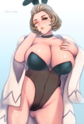 1girls bare_thighs blowing_kiss breasts brown_eyes brown_hair bunny_ears bunny_girl bunnysuit cleavage coat collarbone curvy female fire_emblem fire_emblem:_three_houses huge_breasts large_breasts makeup manuela_casagranda mature mature_female nintendo one_eye_closed orange_lipstick orange_nails pubic_hair pussy_juice pussy_juice_stain short_hair solo thick thick_thighs thighs voluptuous wink zelc-face rating:Questionable score:86 user:DBKX