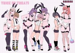 7boys blonde_hair bulge bunny_ears femboy high_heels legwear maid_bikini maid_uniform nagano_rira red_hair tagme thong trap violet_hair rating:Explicit score:486 user:hazelD