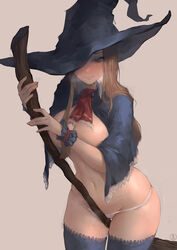 1girls ascot blush breasts broom cape castlevania castlevania:_portrait_of_ruin charlotte_aulin embarrassed exposed_breasts female female_only konami large_breasts light_skin long_hair masturbation natthelich painted painting_(artwork) panties portrait_of_ruin solo thighhighs witch witch_hat rating:Explicit score:233 user:justausername