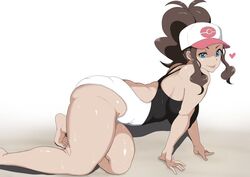 1girls :p big_breasts blue_eyes chubby eye_contact female hat hilda_(pokemon) large_breasts long_hair looking_at_viewer nintendo oryuto pokemon pokemon_bw ponytail solo swimsuit thick_thighs thighs tongue_out wet wide_hips rating:Questionable score:83 user:Ugabuga